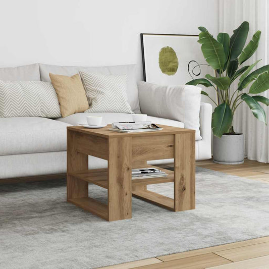 Tavolino Salotto Rovere Artigianale 55,5x55x45 cm in Truciolato | homemem39