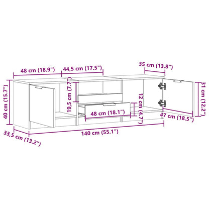 Mobile Porta TV in Legno Vecchio 140x35x40 cm in Truciolato | homemem39