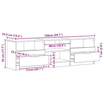 Mobile Porta TV Rovere Artigianale 150x33,5x45 cm in Truciolato