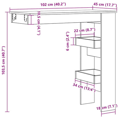Bancone da Muro Legno Antico 102x45x103,5cm Legno Multistrato | homemem39