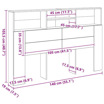 Testiera con Contenitore Artigianale 160x19x103,5cm Multistrato