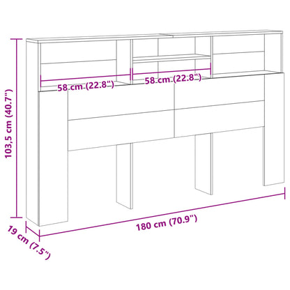 Mobiletto con testiera in rovere artigianale 180x19x103,5 cm in legno ingegnerizzato