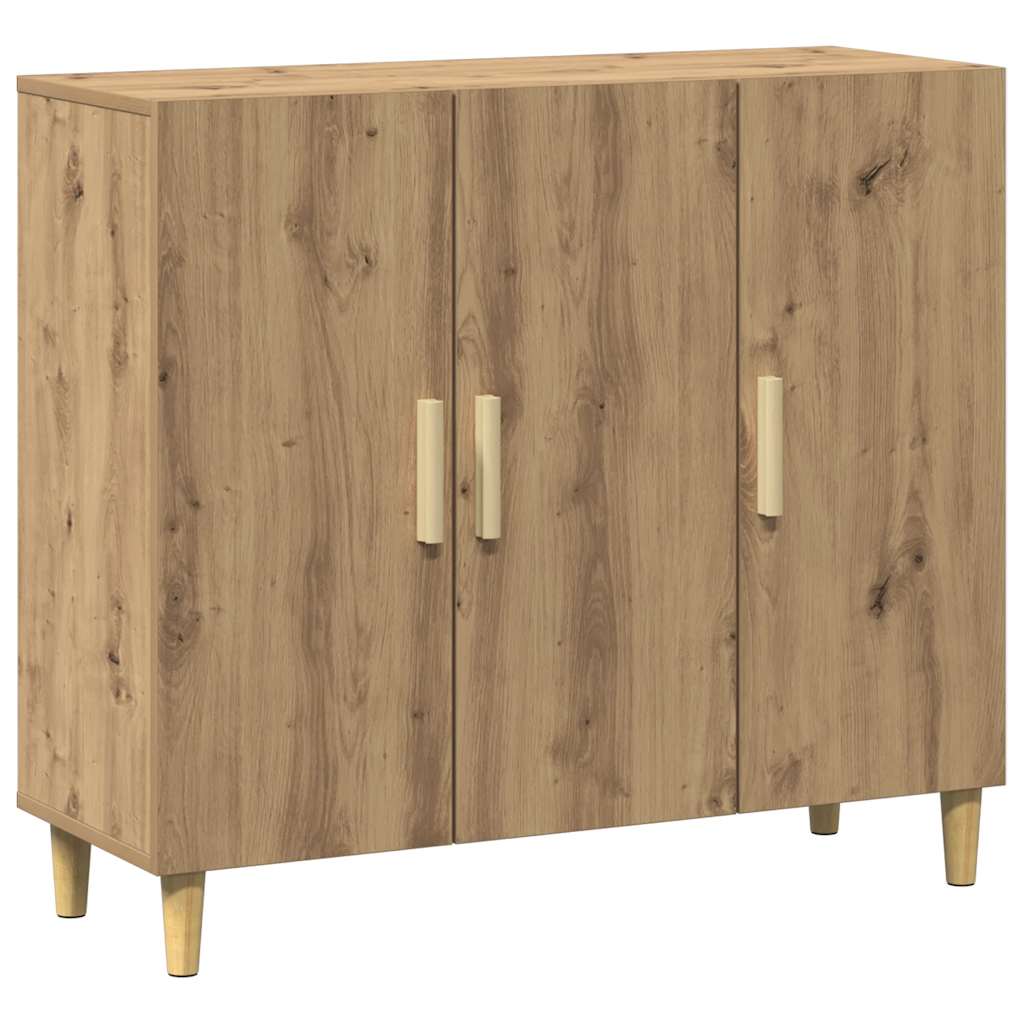 Credenza Rovere Artigianale 90x34x80 cm in Legno Multistrato - homemem39