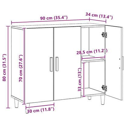 Credenza Rovere Artigianale 90x34x80 cm in Legno Multistrato - homemem39