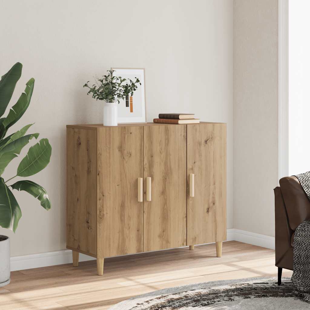 Credenza Rovere Artigianale 90x34x80 cm in Legno Multistrato - homemem39