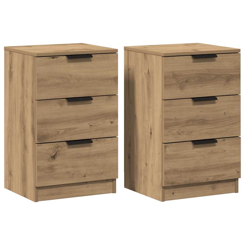 Comodini 2pz Rovere Artigianale 40x36x65cm in Legno Multistrato