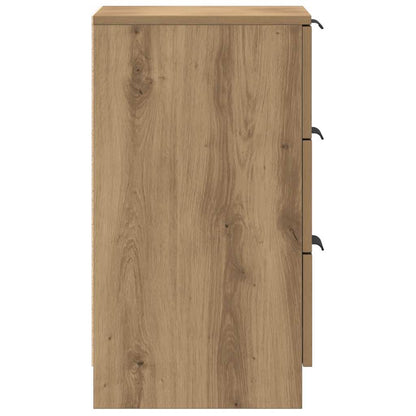 Comodini 2pz Rovere Artigianale 40x36x65cm in Legno Multistrato