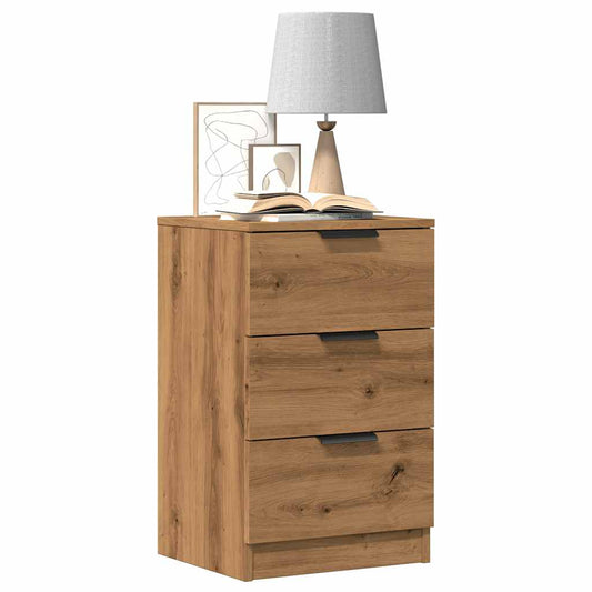 Comodini 2pz Rovere Artigianale 40x36x65cm in Legno Multistrato
