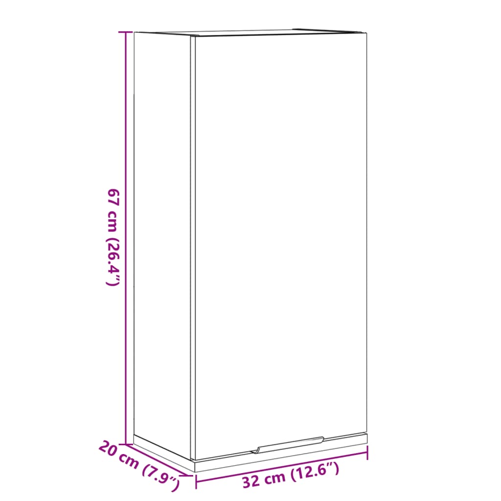 Mobile da Bagno a Parete Grigio Cemento 32x20x67 cm | homemem39