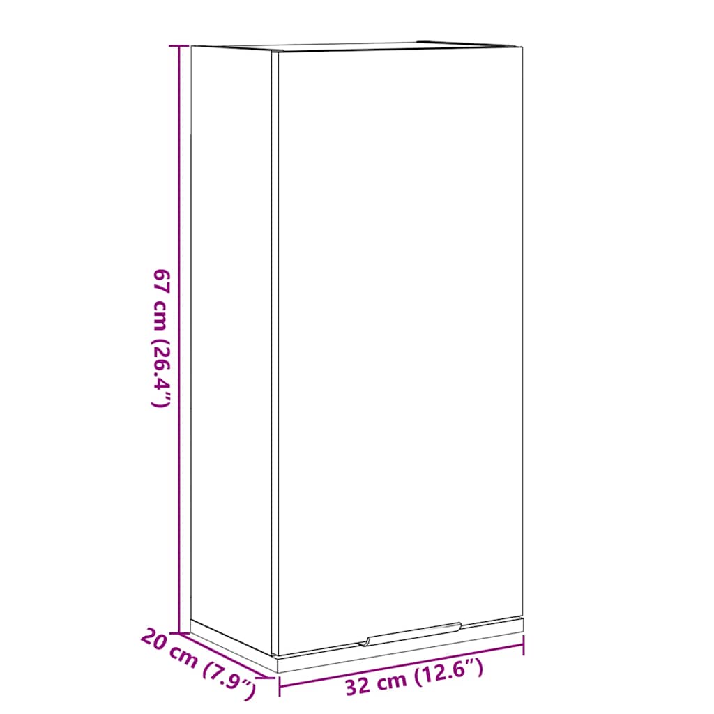Mobile da Bagno a Parete Legno Antico 32x20x67 cm | homemem39