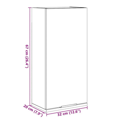 Mobile da Bagno a Parete Legno Antico 32x20x67 cm | homemem39