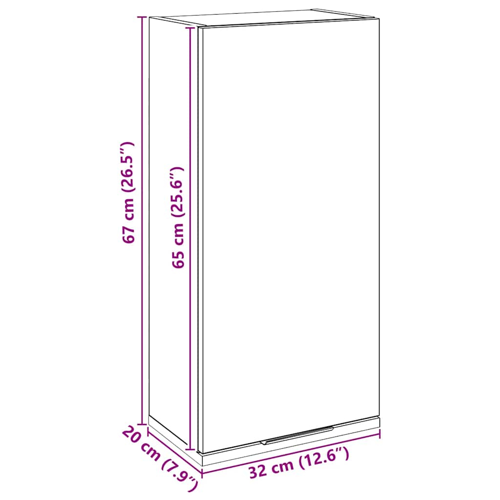 Mobile da Bagno a Parete Rovere Artigianale 32x20x67 cm | homemem39