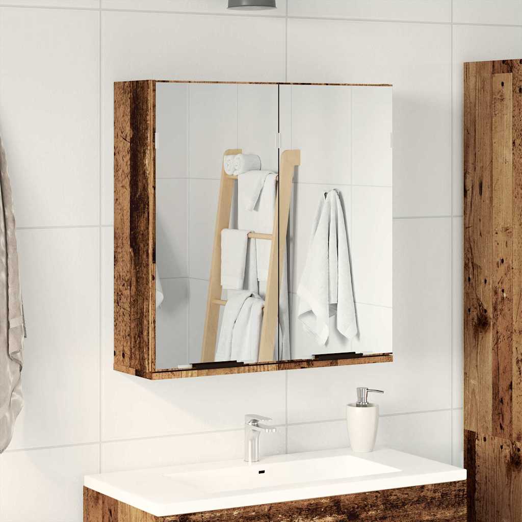 Mobile Bagno con Specchio Legno Antico Legno Multistrato | homemem39
