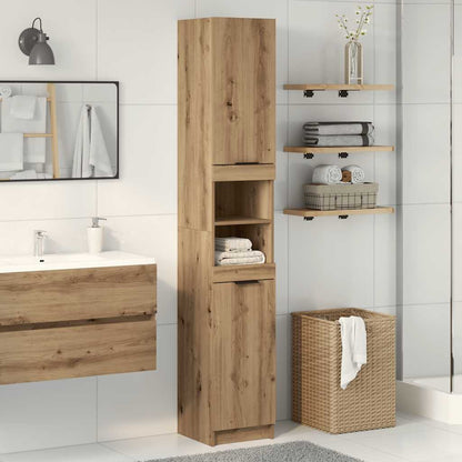 Armadietto da Bagno Rovere Artigianale 32x34x188,5cm Truciolato