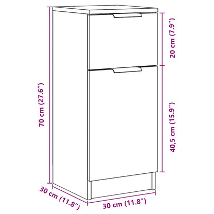 Credenza Rovere Artigianale 30x30x70 cm in Legno Multistrato