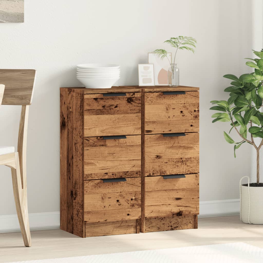 Credenze 2 pz Legno Antico 30x30x70 cm in Legno Multistrato