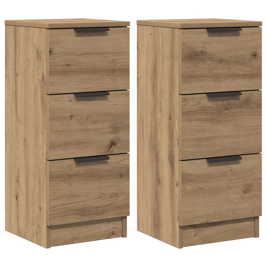 Credenze 2 pz Rovere Artigianale 30x30x70 cm Legno Multistrato