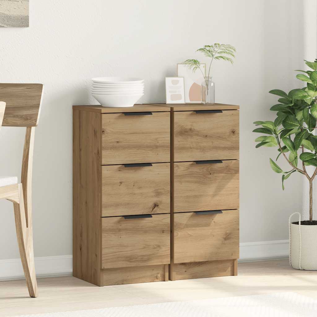 Credenze 2 pz Rovere Artigianale 30x30x70 cm Legno Multistrato