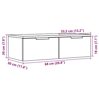 Armadietto a Muro Rovere Artigianale 68x30x20 cm in Truciolato