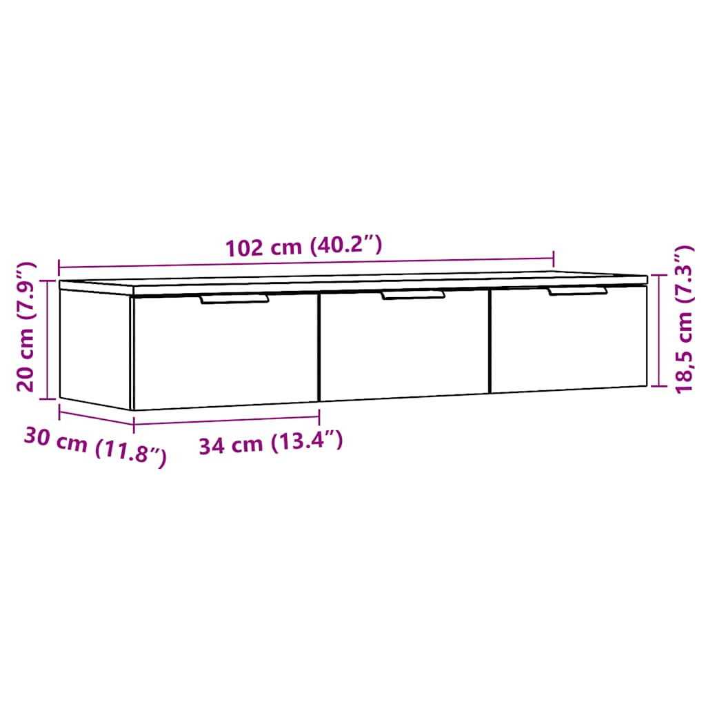 Armadietto a Muro Legno Vecchio 102x30x20 cm Legno Multistrato