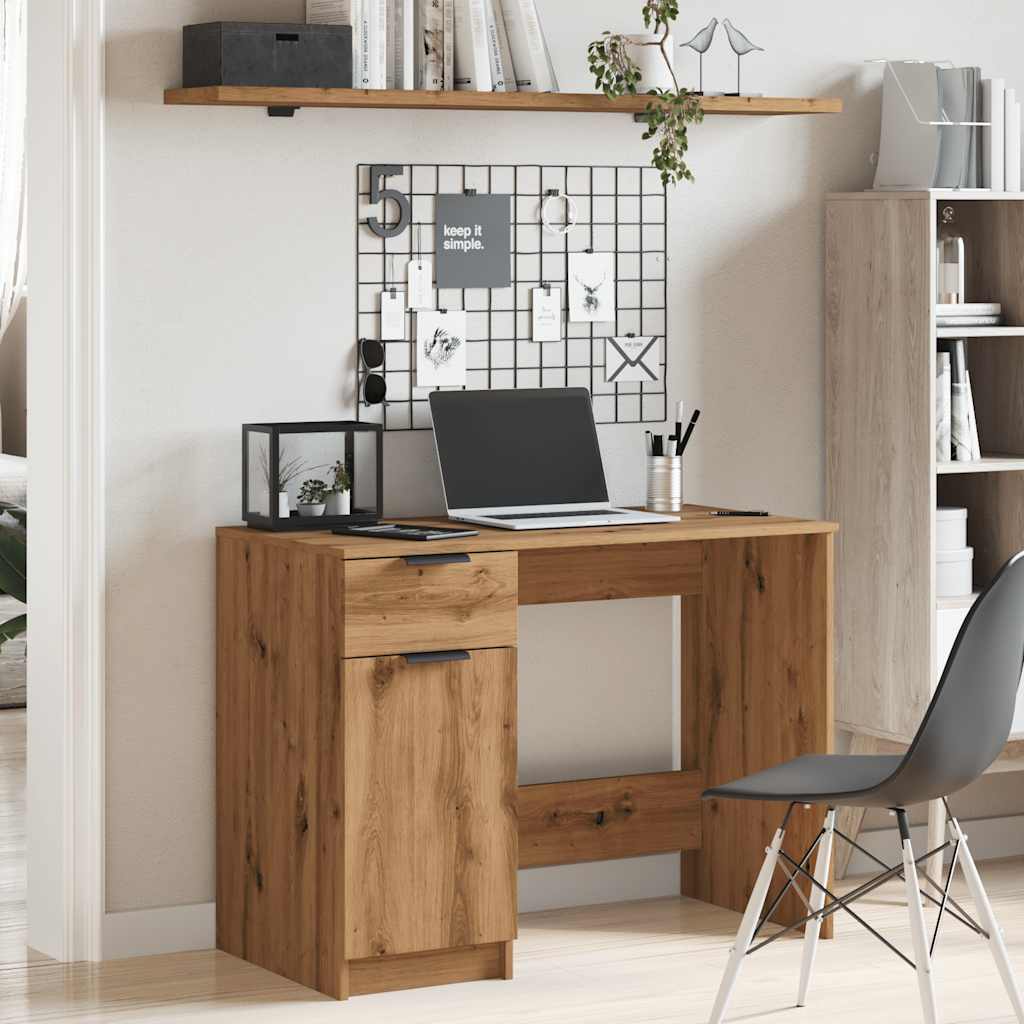 Scrivania Rovere Artigianale 100x50x75 cm in Legno Multistrato - homemem39