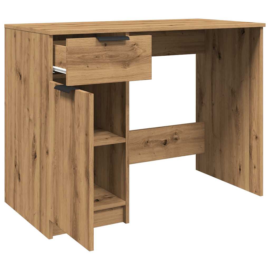 Scrivania Rovere Artigianale 100x50x75 cm in Legno Multistrato - homemem39
