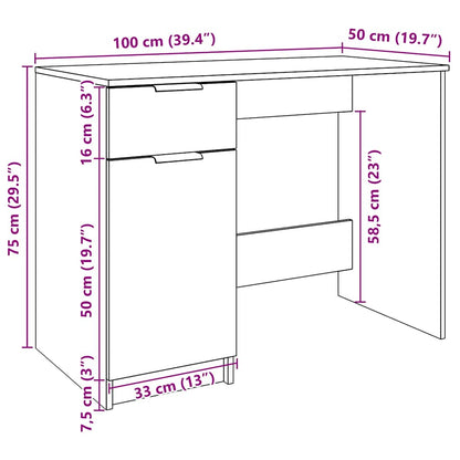 Scrivania Rovere Artigianale 100x50x75 cm in Legno Multistrato - homemem39