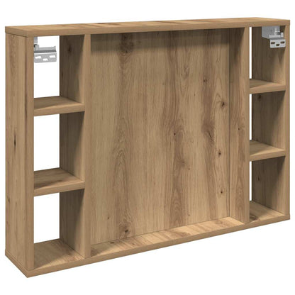 Mobile a Specchio LED Rovere Artigianale 76x15x55cm Multistrato - homemem39