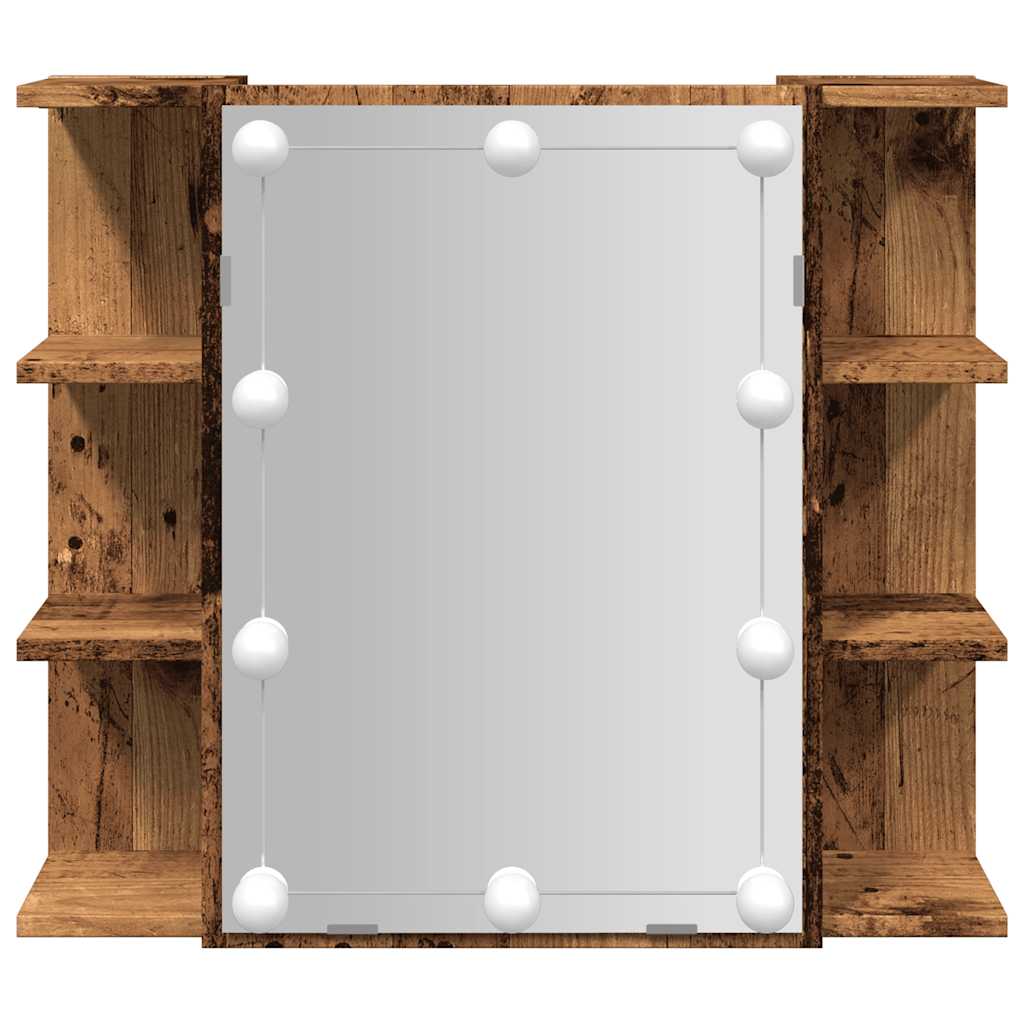 Mobile a Specchio con LED Legno Antico 70x16,5x60 cm | homemem39