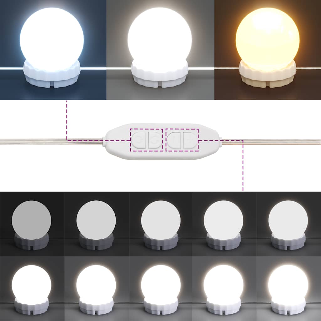 Mobile a Specchio con LED Legno Antico 70x16,5x60 cm | homemem39