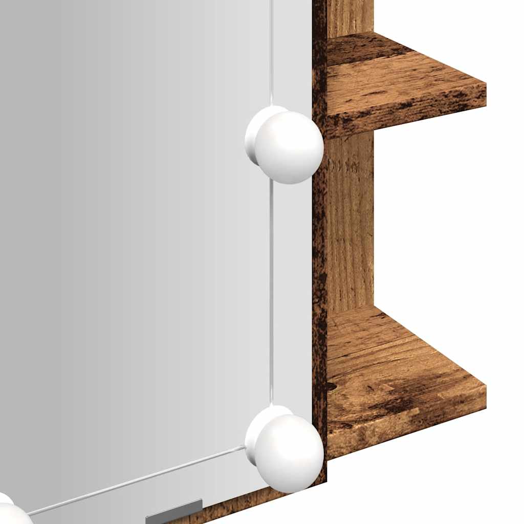 Mobile a Specchio con LED Legno Antico 70x16,5x60 cm | homemem39