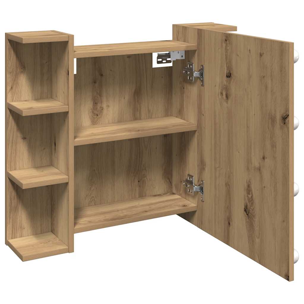 Mobile a Specchio con LED Rovere Artigianale 70x16,5x60 cm | homemem39