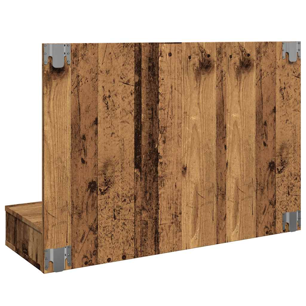 Mobile a Specchio con LED Legno Antico 90x31,5x62 cm | homemem39