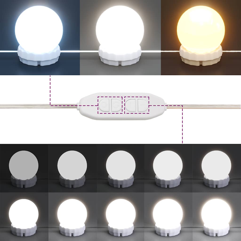 Mobile a Specchio con LED Legno Antico 90x31,5x62 cm | homemem39