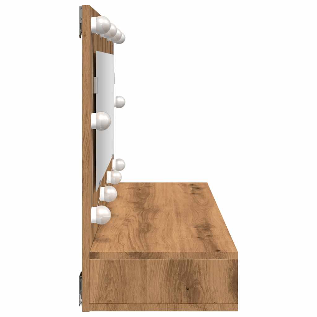 Mobiletto a specchio con LED in rovere artigianale 90x31,5x62 cm | homemem39