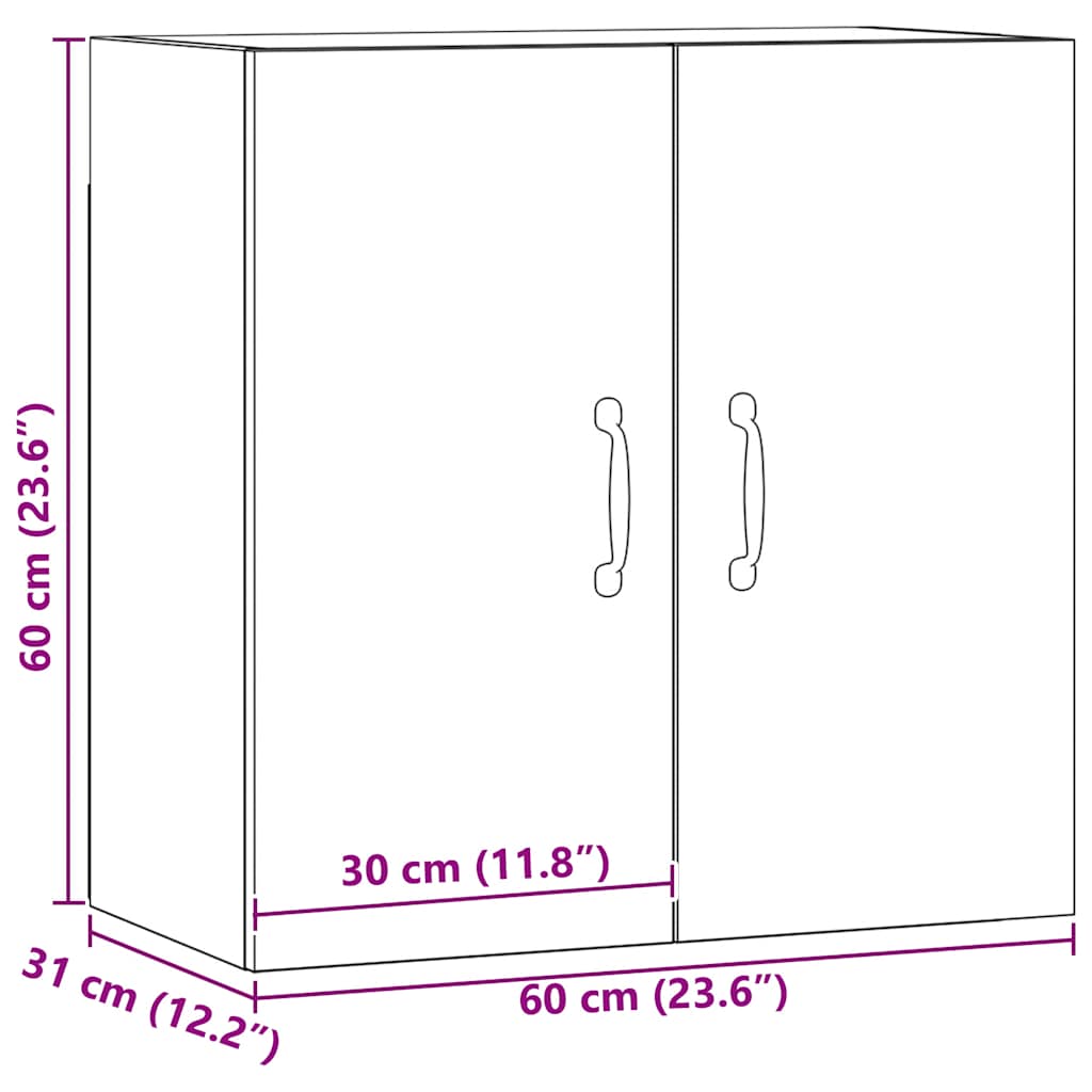 Armadietto a Muro Rovere Artigianale 60x31x60 cm in Truciolato | homemem39