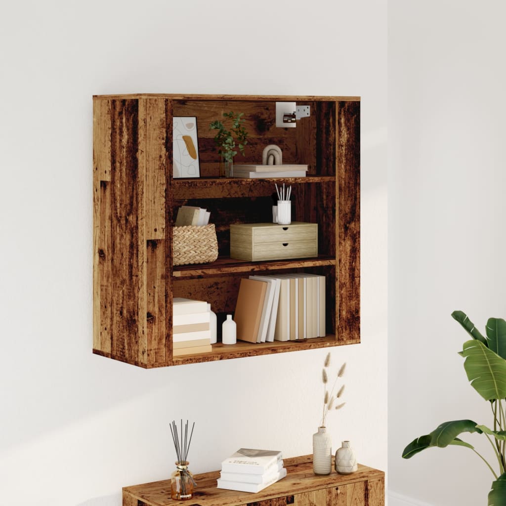 Mobile a Parete Legno Antico 80x33x80 cm in Legno Multistrato - homemem39