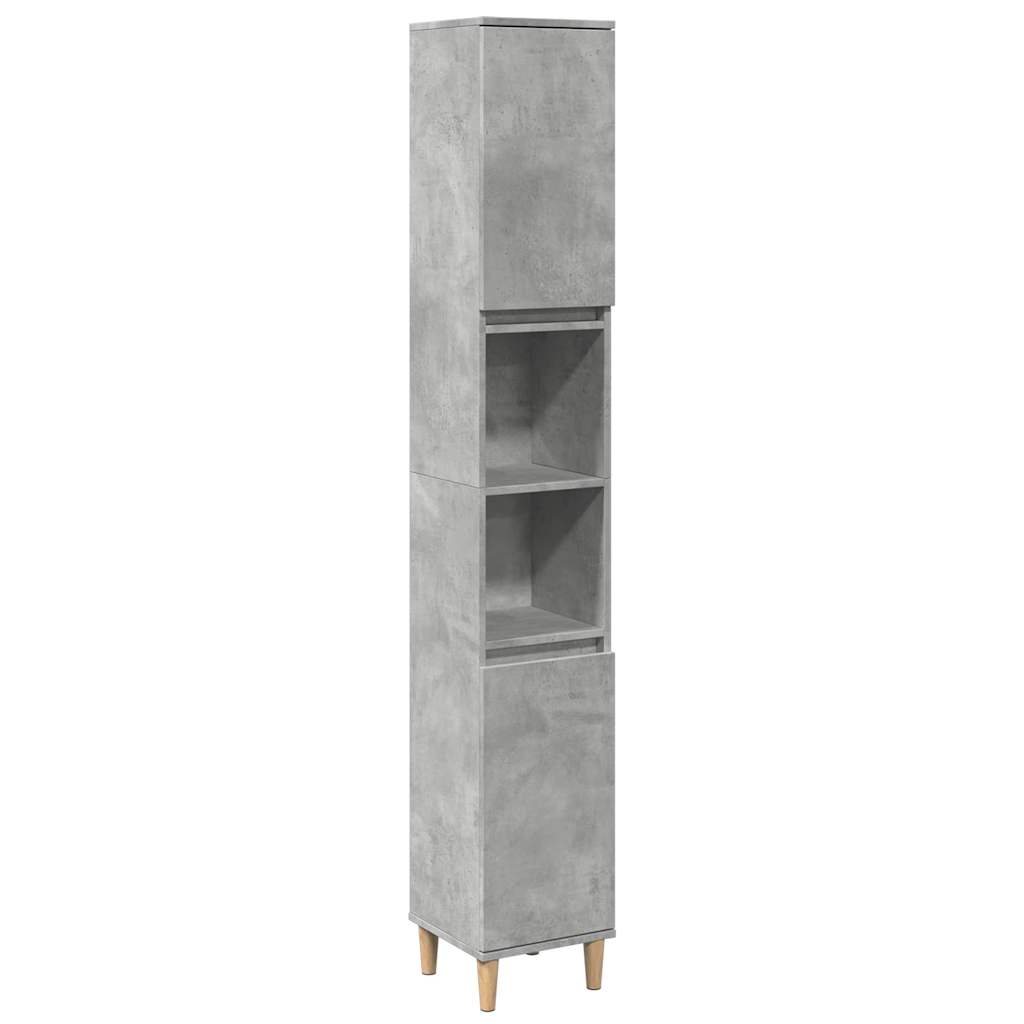 Armadietto Bagno Grigio Cemento 30x30x190 cm Legno Multistrato | homemem39