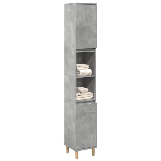 Armadietto Bagno Grigio Cemento 30x30x190 cm Legno Multistrato | homemem39