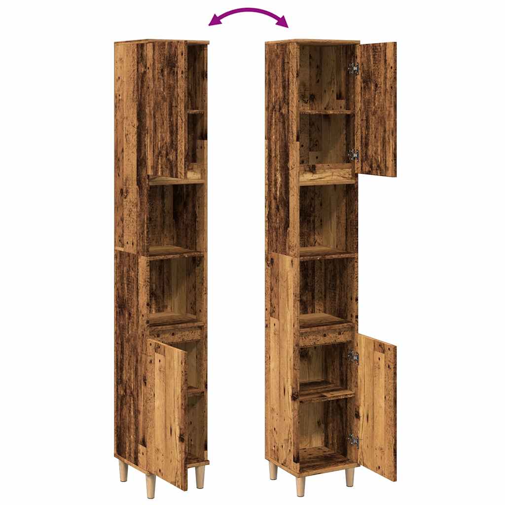 Armadietto Bagno Legno Antico 30x30x190 cm in Legno Multistrato | homemem39