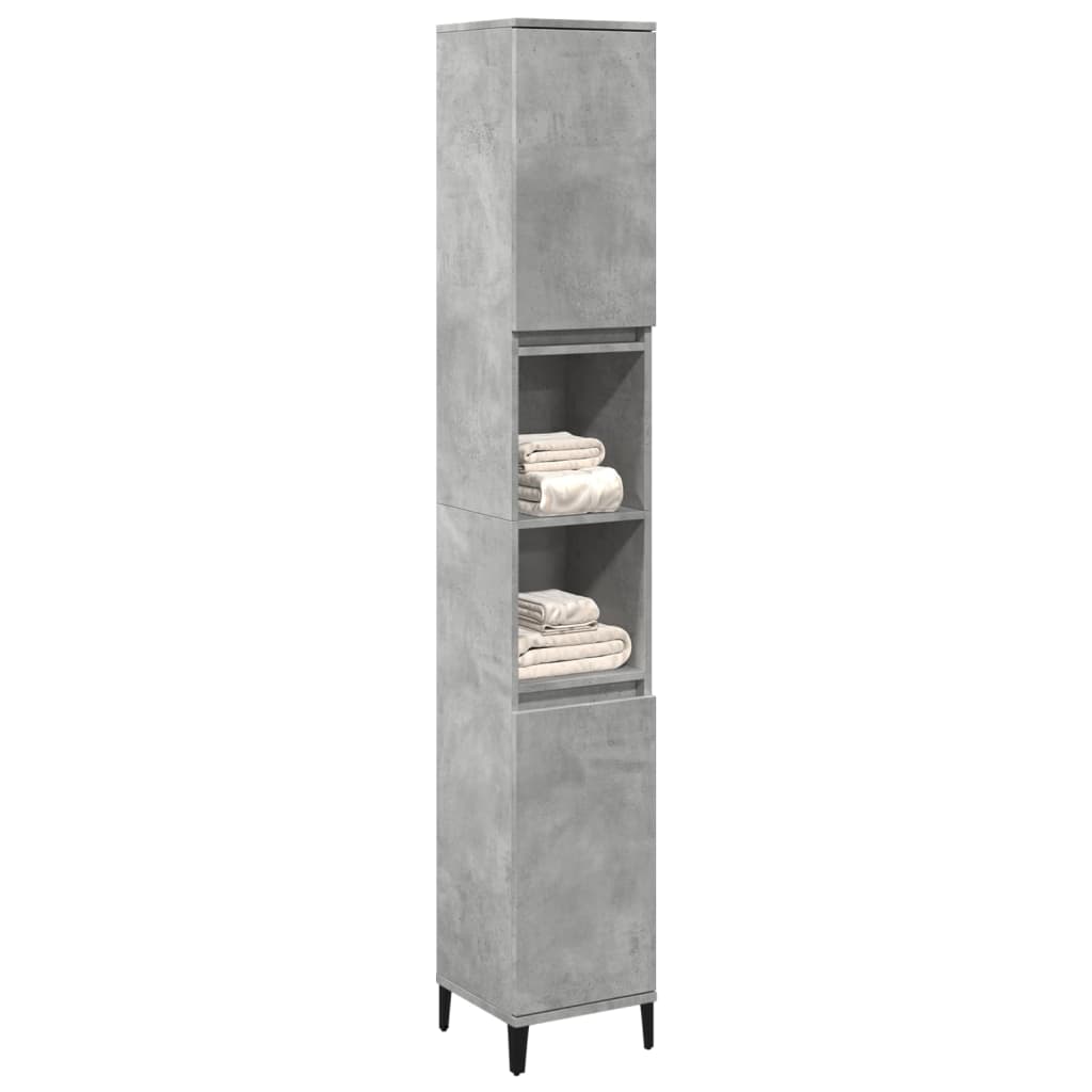 Armadietto Bagno Grigio Cemento 30x30x190 cm Legno Multistrato | homemem39