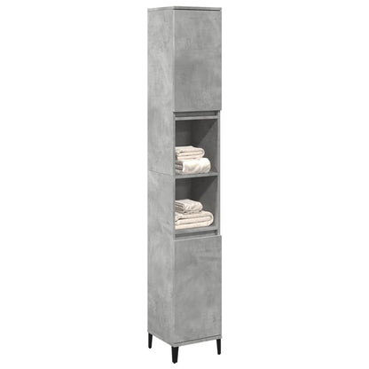 Armadietto Bagno Grigio Cemento 30x30x190 cm Legno Multistrato | homemem39