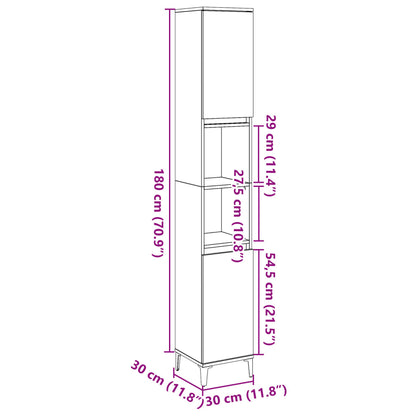 Armadietto Bagno Legno Antico 30x30x190 cm in Legno Multistrato | homemem39