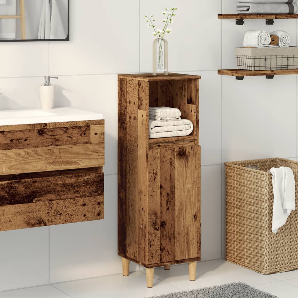Armadietto da Bagno Legno Antico 30x30x100 cm in Truciolato | homemem39