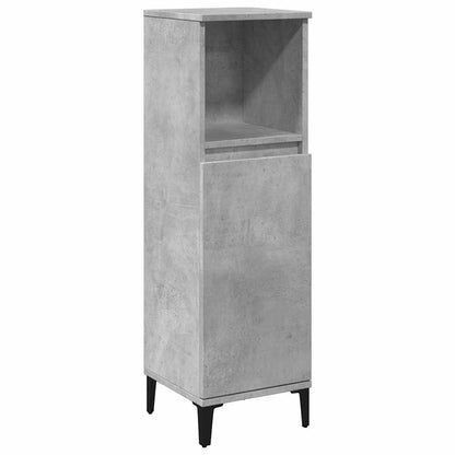 Armadietto da Bagno Grigio Cemento 30x30x100 cm in Truciolato
