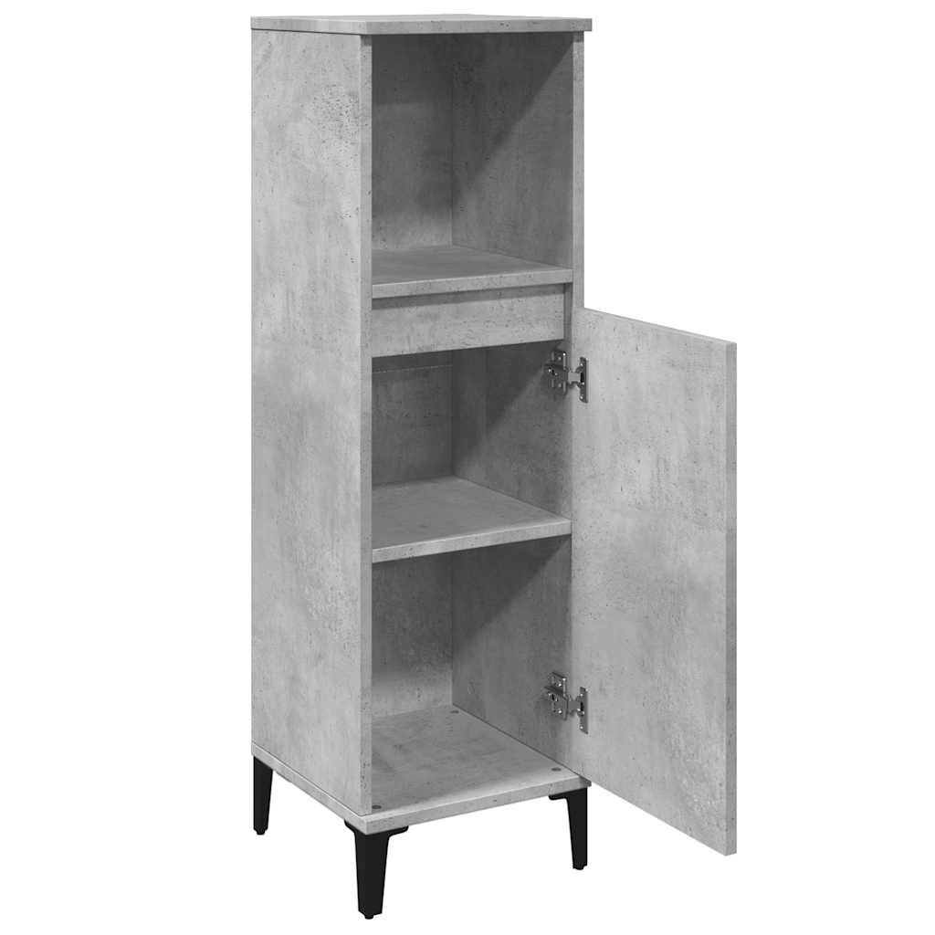 Armadietto da Bagno Grigio Cemento 30x30x100 cm in Truciolato