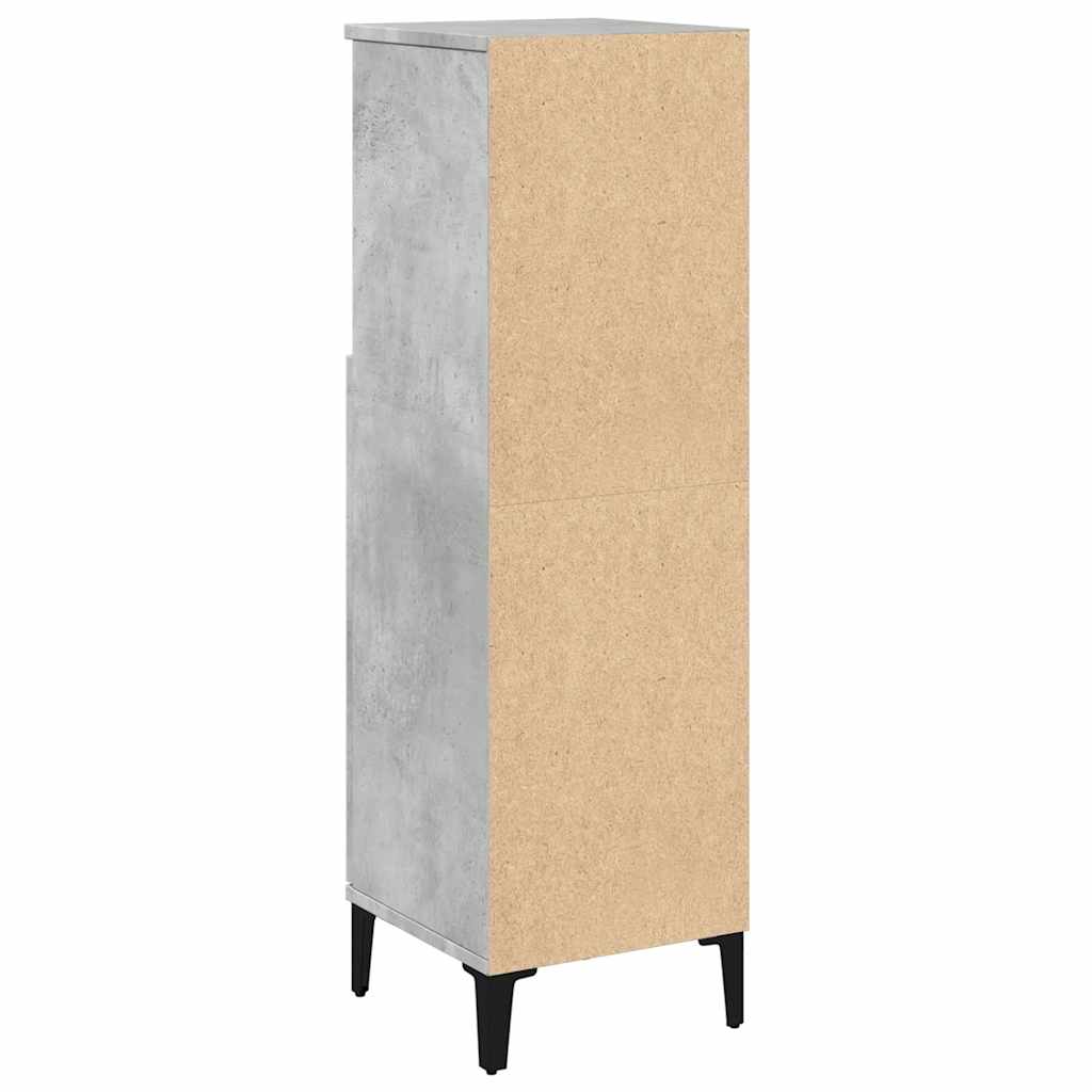 Armadietto da Bagno Grigio Cemento 30x30x100 cm in Truciolato