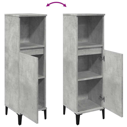 Armadietto da Bagno Grigio Cemento 30x30x100 cm in Truciolato