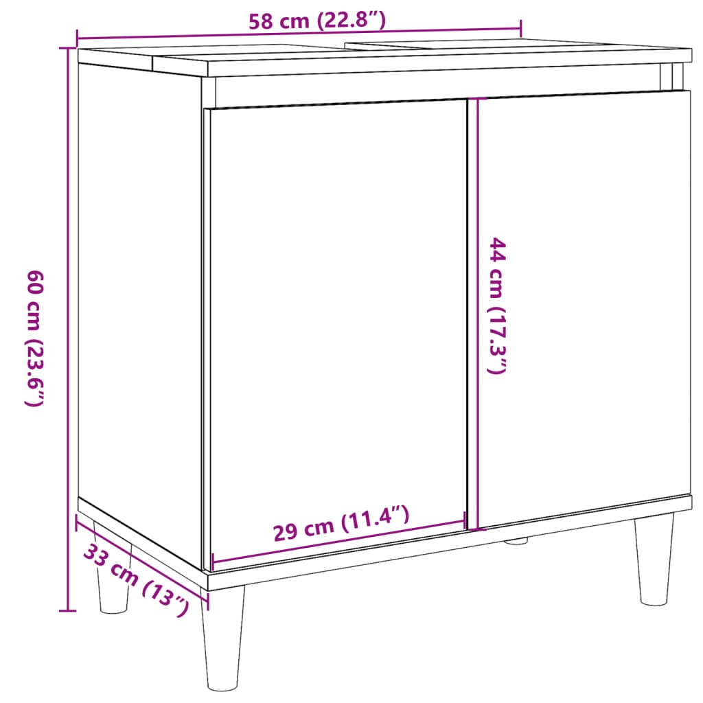 Mobile Lavabo Grigio Cemento 58x33x60 cm in Legno Multistrato | homemem39