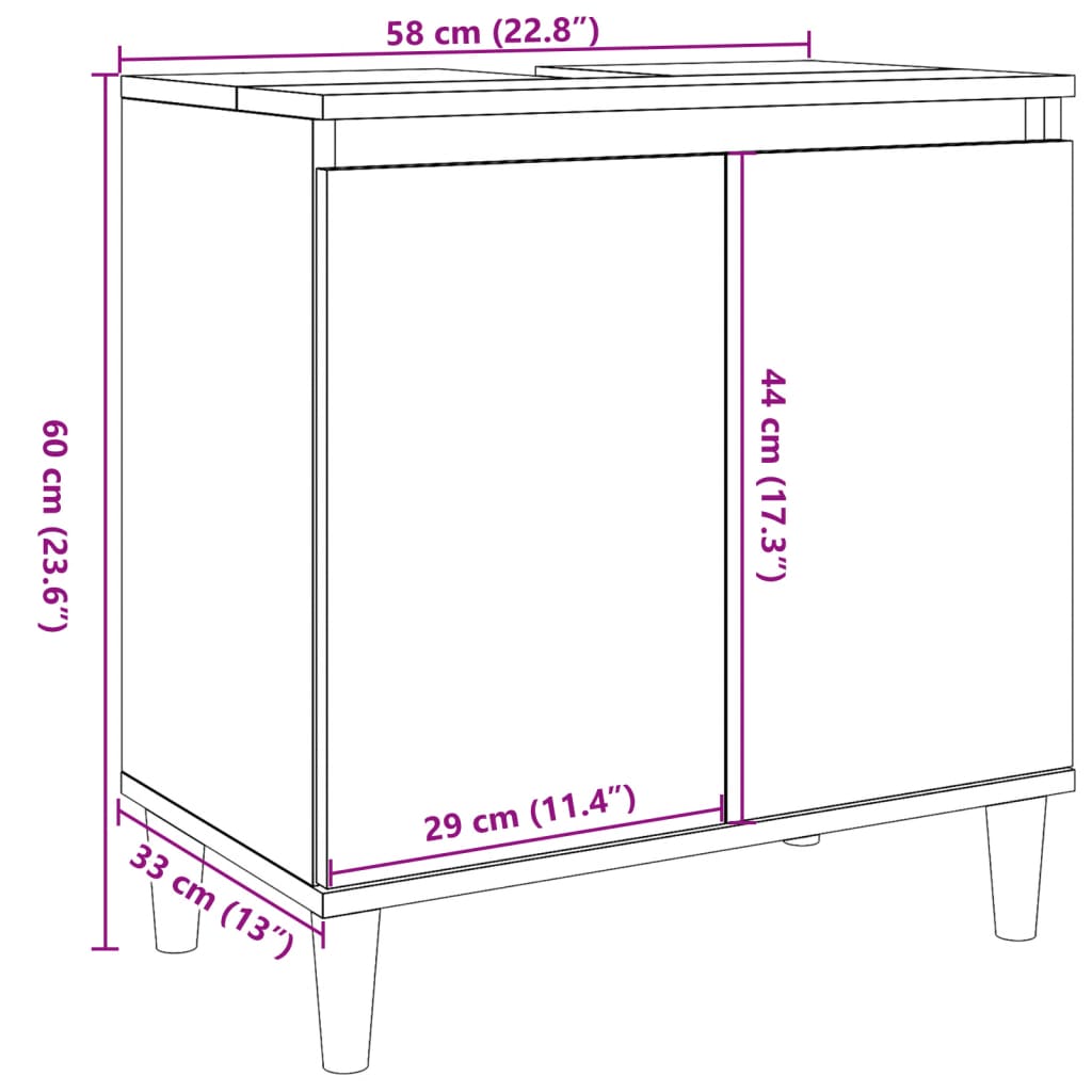 Mobile Lavabo Legno Antico 58x33x60 cm in Legno Multistrato | homemem39